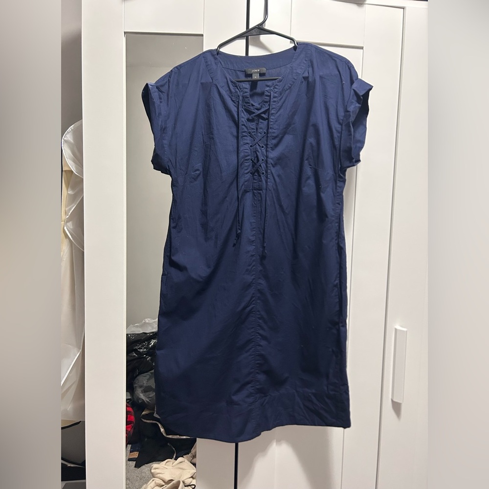 Navy Blue Lace-Up Dress
